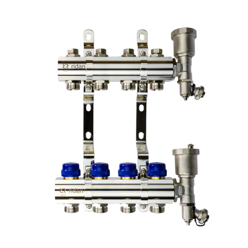 Коллекторная группа FHF-4R set 4 контура 1'x3/4' c воздухоотводчиками и кронштейнами