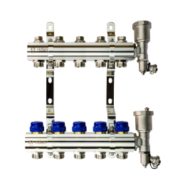 Коллекторная группа FHF-5R set 5 контуров 1'x3/4' c воздухоотводчиками и кронштейнами