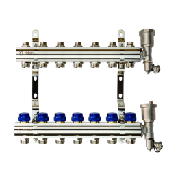 Коллекторная группа FHF-7R set 7 контуров 1'x3/4' c воздухоотводчиками и кронштейнами