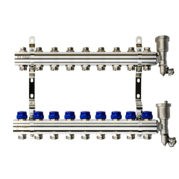 Коллекторная группа FHF-9R set 9 контуров 1'x3/4' c воздухоотводчиками и кронштейнами