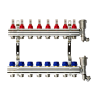 Коллекторная группа FHF-8RF set 8 контуров 1'x3/4' с расходомерами, воздухоотводчиками и кронштейнами