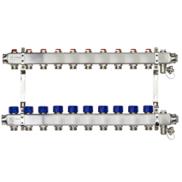 Коллекторная группа SSM-10R set 10 контуров 1'X3/4' с термостатическими клапанами и кронштейнами