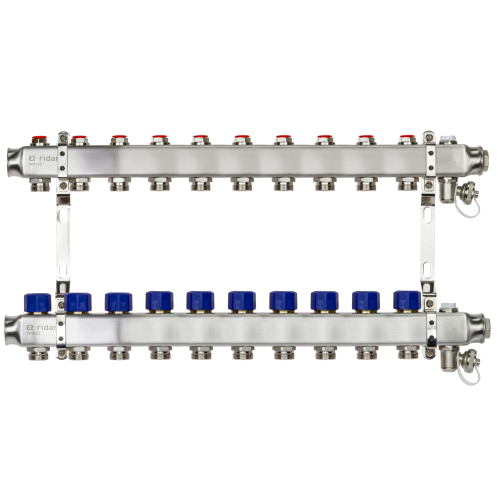 Коллекторная группа SSM-10R set 10 контуров 1'X3/4' с термостатическими клапанами и кронштейнами
