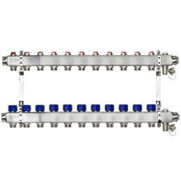 Коллекторная группа SSM-11R set 11 контуров 1'X3/4' с термостатическими клапанами и кронштейнами
