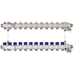 Коллекторная группа SSM-12R set 12 контуров 1'X3/4' с термостатическими клапанами и кронштейнами