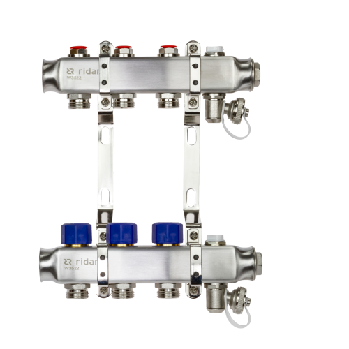 Коллекторная группа SSM-3R set 3 контура 1'X3/4' с термостатическими клапанами и кронштейнами