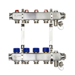 Коллекторная группа SSM-4R set 4 контура 1'X3/4' с термостатическими клапанами и кронштейнами