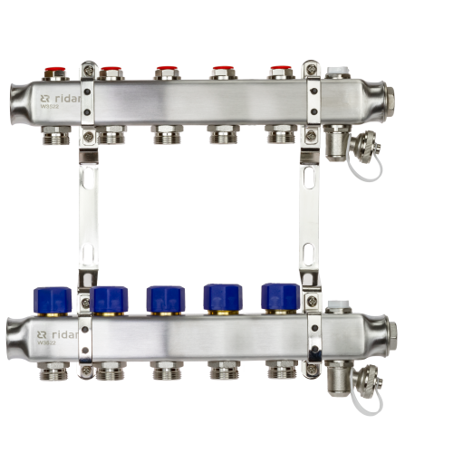 Коллекторная группа SSM-5R set 5 контуров 1'X3/4' с термостатическими клапанами и кронштейнами