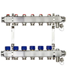Коллекторная группа SSM-6R set 6 контуров 1'X3/4' с термостатическими клапанами и кронштейнами