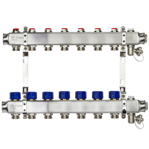 Коллекторная группа SSM-7R set 7 контуров 1'X3/4' с термостатическими клапанами и кронштейнами