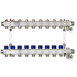 Коллекторная группа SSM-9R set 9 контуров 1'X3/4' с термостатическими клапанами и кронштейнами