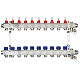 Коллекторная группа SSM-10RF set 10 контуров 1'X3/4' с расходомерами и кронштейнами