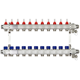 Коллекторная группа SSM-11RF set 11 контуров 1'X3/4' с расходомерами и кронштейнами
