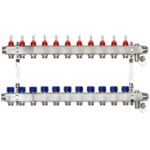 Коллекторная группа SSM-11RF set 11 контуров 1'X3/4' с расходомерами и кронштейнами
