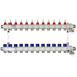 Коллекторная группа SSM-12RF set 12 контуров 1'X3/4' с расходомерами и кронштейнами