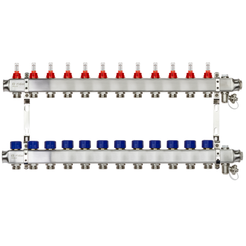 Коллекторная группа SSM-12RF set 12 контуров 1'X3/4' с расходомерами и кронштейнами