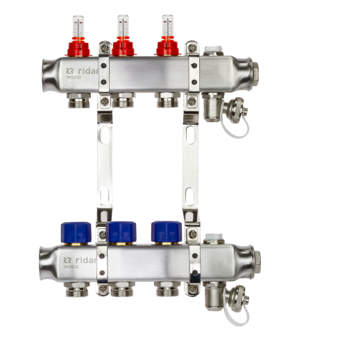 Коллекторная группа SSM-3RF set 3 контура 1'X3/4' с расходомерами и кронштейнами