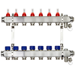 Коллекторная группа SSM-7RF set 7 контуров 1'X3/4' с расходомерами и кронштейнами