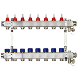 Коллекторная группа SSM-8RF set 8 контуров 1'X3/4' с расходомерами и кронштейнами