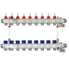 Коллекторная группа SSM-9RF set 9 контуров 1'X3/4' с расходомерами и кронштейнами