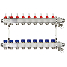 Коллекторная группа SSM-9RF set 9 контуров 1'X3/4' с расходомерами и кронштейнами