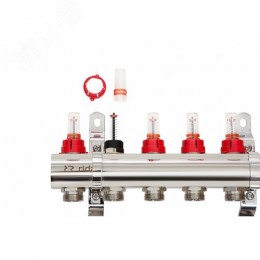 Коллекторная группа FHF-8RF set 8 контуров 1'x3/4' с расходомерами, воздухоотводчиками и кронштейнами