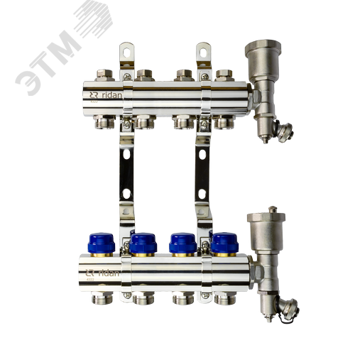 Коллекторная группа FHF-4R set 4 контура 1'x3/4' c воздухоотводчиками и кронштейнами