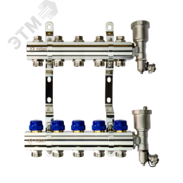 Коллекторная группа FHF-5R set 5 контуров 1'x3/4' c воздухоотводчиками и кронштейнами