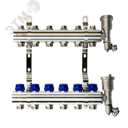 Коллекторная группа FHF-6R set 6 контуров 1'x3/4' c воздухоотводчиками и кронштейнами