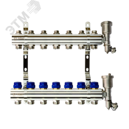 Коллекторная группа FHF-7R set 7 контуров 1'x3/4' c воздухоотводчиками и кронштейнами