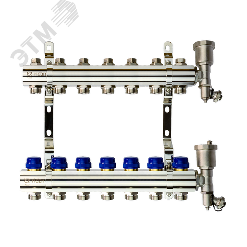 Коллекторная группа FHF-7R set 7 контуров 1'x3/4' c воздухоотводчиками и кронштейнами