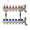Коллекторная группа FHF-7RF set 7 контуров 1'x3/4' с расходомерами, воздухоотводчиками и кронштейнами