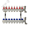 Коллекторная группа FHF-8RF set 8 контуров 1'x3/4' с расходомерами, воздухоотводчиками и кронштейнами