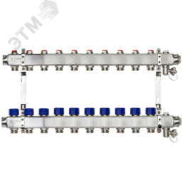 Коллекторная группа SSM-10R set 10 контуров 1'X3/4' с термостатическими клапанами и кронштейнами