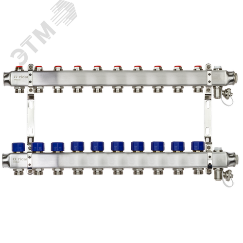 Коллекторная группа SSM-10R set 10 контуров 1'X3/4' с термостатическими клапанами и кронштейнами
