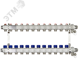 Коллекторная группа SSM-12R set 12 контуров 1'X3/4' с термостатическими клапанами и кронштейнами