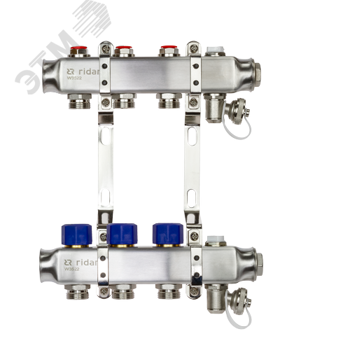 Коллекторная группа SSM-3R set 3 контура 1'X3/4' с термостатическими клапанами и кронштейнами