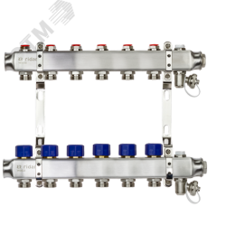 Коллекторная группа SSM-6R set 6 контуров 1'X3/4' с термостатическими клапанами и кронштейнами