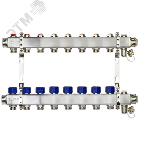 Коллекторная группа SSM-8R set 8 контуров 1'X3/4' с термостатическими клапанами и кронштейнами