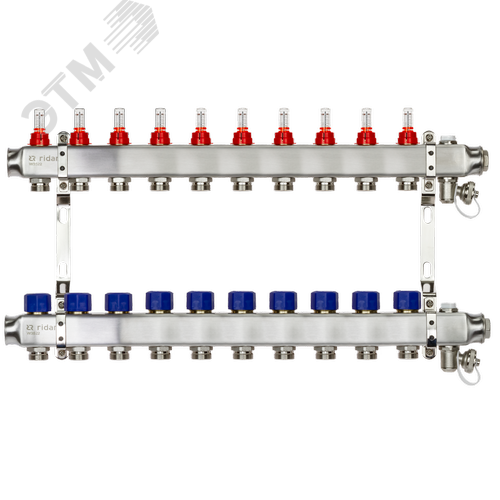 Коллекторная группа SSM-10RF set 10 контуров 1'X3/4' с расходомерами и кронштейнами