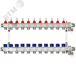 Коллекторная группа SSM-11RF set 11 контуров 1'X3/4' с расходомерами и кронштейнами