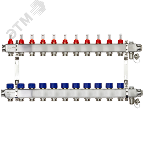 Коллекторная группа SSM-11RF set 11 контуров 1'X3/4' с расходомерами и кронштейнами