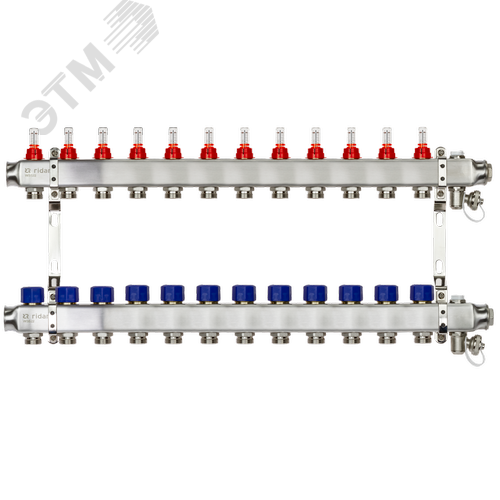Коллекторная группа SSM-12RF set 12 контуров 1'X3/4' с расходомерами и кронштейнами