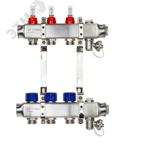 Коллекторная группа SSM-3RF set 3 контура 1'X3/4' с расходомерами и кронштейнами