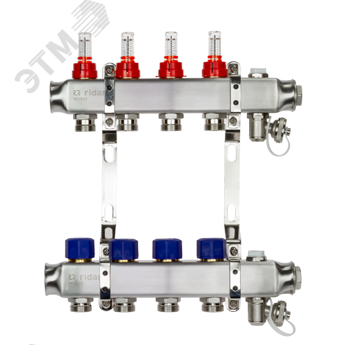 Комплект коллекторов SSM-4RF set с расходомерами и кронштейнами, 4 контура