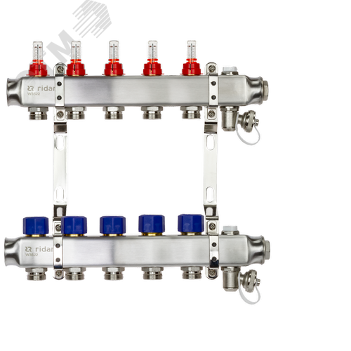 Коллекторная группа SSM-5RF set 5 контуров 1'X3/4' с расходомерами и кронштейнами