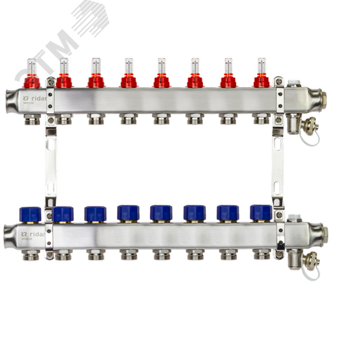 Коллекторная группа SSM-8RF set 8 контуров 1'X3/4' с расходомерами и кронштейнами