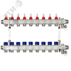 Коллекторная группа SSM-9RF set 9 контуров 1'X3/4' с расходомерами и кронштейнами
