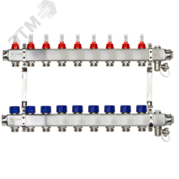 Коллекторная группа SSM-9RF set 9 контуров 1'X3/4' с расходомерами и кронштейнами