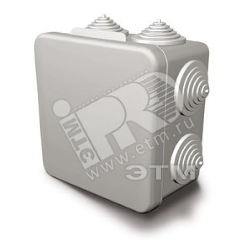 Коробка распределительная 80х80х55 7 муфт, IP54, открытой проводки, серый